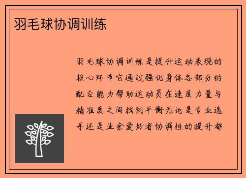 羽毛球协调训练